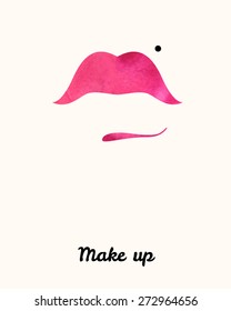 Lips painted in watercolor. Print of lips. Vector illustration