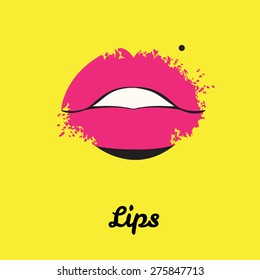 Lips painted in watercolor. Print of lips. Vector illustration