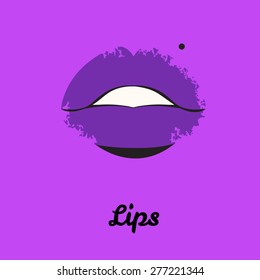 Lips painted in watercolor. Print of lips. Vector illustration
