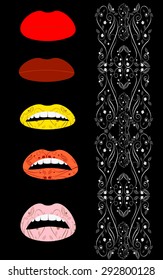 Lips and pattern EPS10