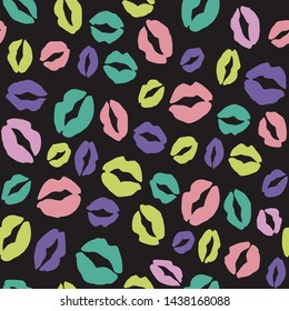 Lips pattern for girlish design. Lips seamless vector pattern for fabric, t-shirt, wrapping design.
