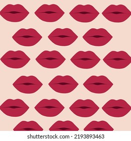 Lips Pattern. Vector Pattern. Red Lips. Woman Lips.