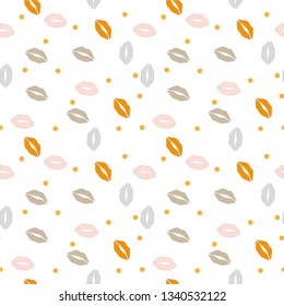 Lips pattern. Vector seamless pattern with woman lips.Can be used for wallpaper,fabric, web page background, surface textures.