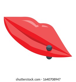 Lips piercing icon. Isometric of lips piercing vector icon for web design isolated on white background