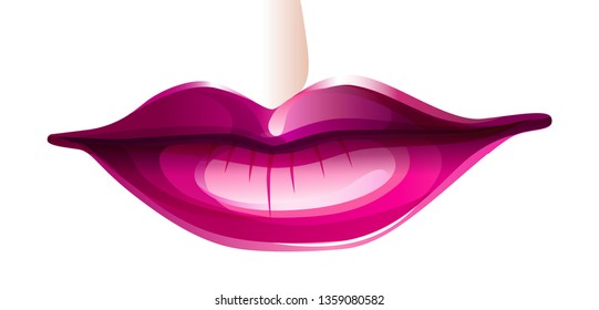 Lips of pink color. Vector drawing
