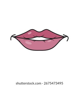 Lips pink vector cartoon illustration template
