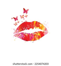 Lips plumping vector illustration. Beautify lips naturally. Adding volume with fillers or surgery. Make up tricks for seductive look