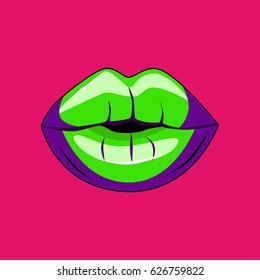 Lips pop art. For textiles, paper or website