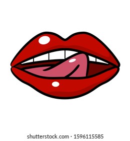 Lips pop art vector icon