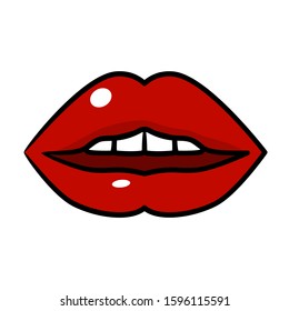 Lips pop art vector icon