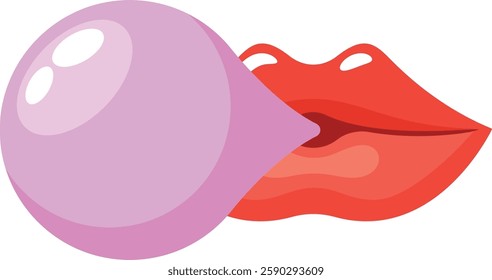 lips pouting chewing gum vector illustration