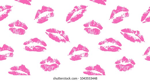 lips print pink seamless vector background