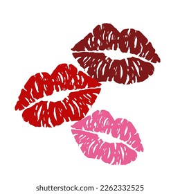 Lips print vector illustration set