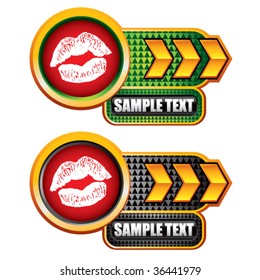 lips puckering on arrow banners
