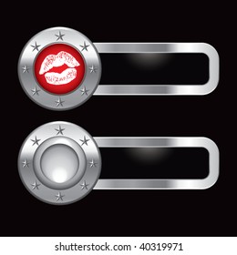 lips puckering on metal banners