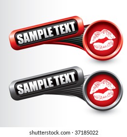 lips puckering on tilted banners