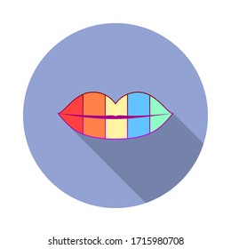 Lips, rainbow, pried long shadow icon. Simple color vector of World pride day icons for ui and ux, website or mobile application