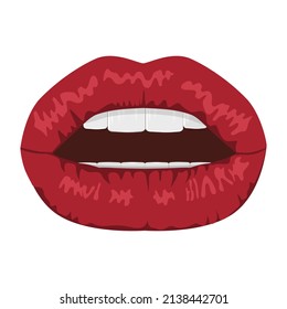 Lips. Red lips. Beauty. Sexuality. Vector. Drawing. Close-up. Can be used for web design.