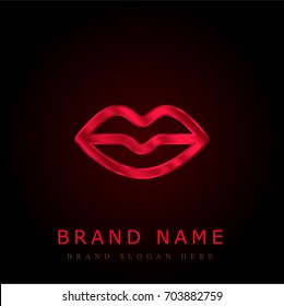 Lips red chromium metallic logo