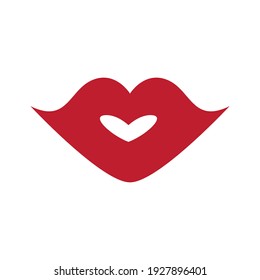 lips red color lips in heart shape vector illustration.