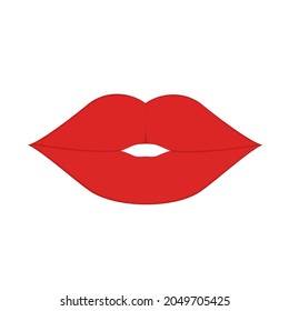 Lips, icono plano rojo. Aislado en ilustración vectorial de fondo blanco.