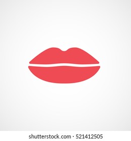 Lips Red Flat Icon On White Background