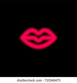 Lips red glowing neon ui ux icon. Glowing sign logo vector