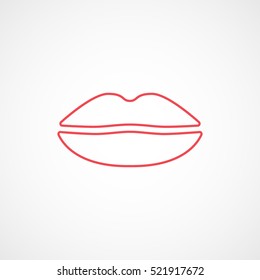 Lips Red Line Icon On White Background