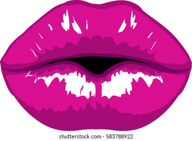 Lips, red lipstick with glitter on the background, vector