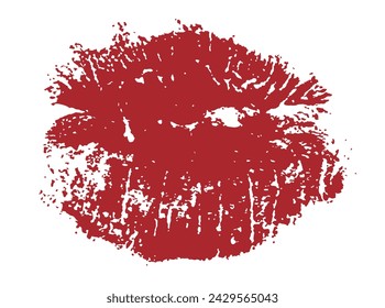 Lippen, roter Lippenstiftkuss. Vektorgrafik