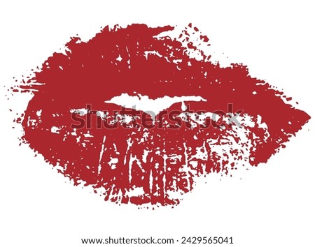 Lips, red lipstick kiss. Vector illustration