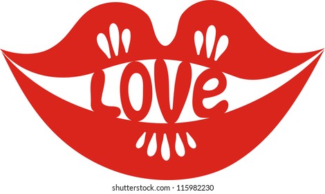Lips red love vector illustration