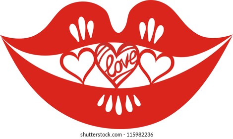 Lips red love vector illustration heart