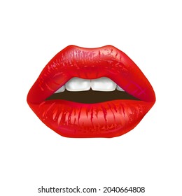 Lips with red matte lipstick - art for prints.