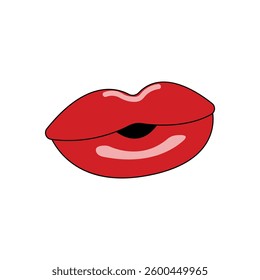 lips with red-colored lipstick isolated on a white background