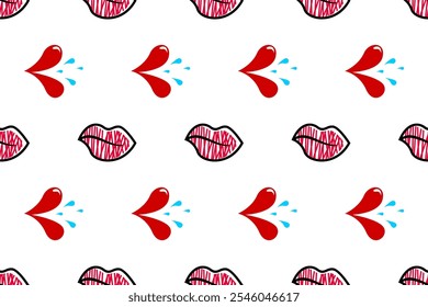 Lips seamless pattern background template