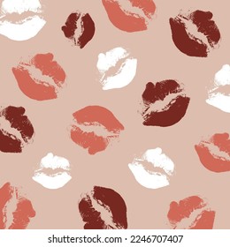 Lips seamless pattern, great for Valentine's Day. Lovely romantic background. Minimal design for gift paper, decor, textile. Vector illustration	
