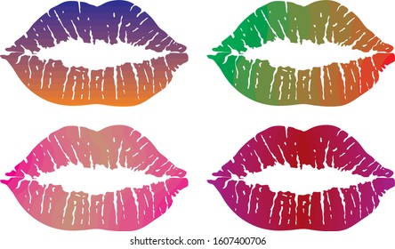Lips With Seamless Pattern, Imprint, Kiss. Abstract Print Of Lips Vector Illustration