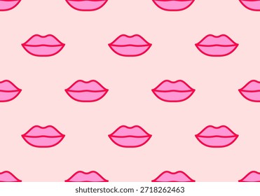 Lips seamless pattern. Kisses, pattern for St. Valentine's Day. Red lips. Vector illustration of lips in pattern