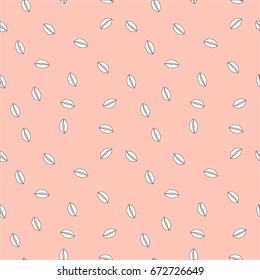 Lips seamless pattern on pink background. Vector illustration.