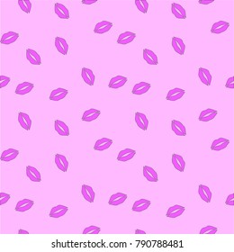 Lips seamless pattern on pink background. Vector illustration.