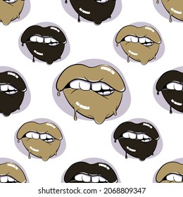 patrón transparente de labios en fondo blanco