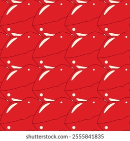 Lips Seamless Pattern in trendy red St Valentine Day Abstract Background Texture In Minimalist Style