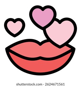 Lips sense icon. Outline lips sense vector icon color flat isolated