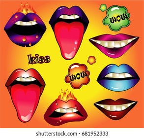 Lips set cartoon
