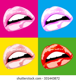 Lips set. design element. female woman girl art
