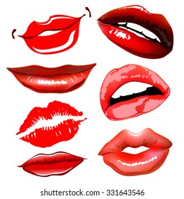 Lips set. design element. female woman girl art