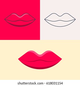 Lips. Set of icons of lips. From different styles.