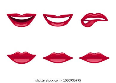 lips set isolated on white background. Vector illustration. Eps 10.