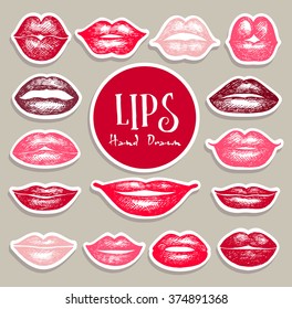 Lips set. Stickers design element.